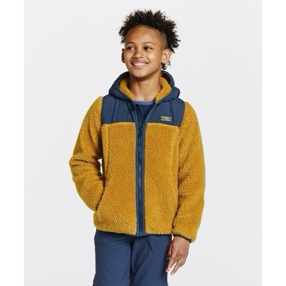NWT LL Bean Boys Size L 14-16 Sherpa Fleece Full Zip Hooded Jacket 510829 New